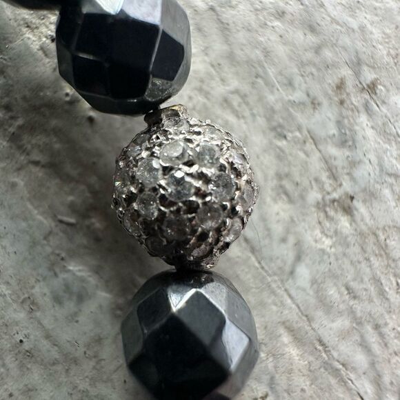 Vintage Faceted Black Diamond And Pave Set White Diamond Center Necklace - Picture 5 of 10